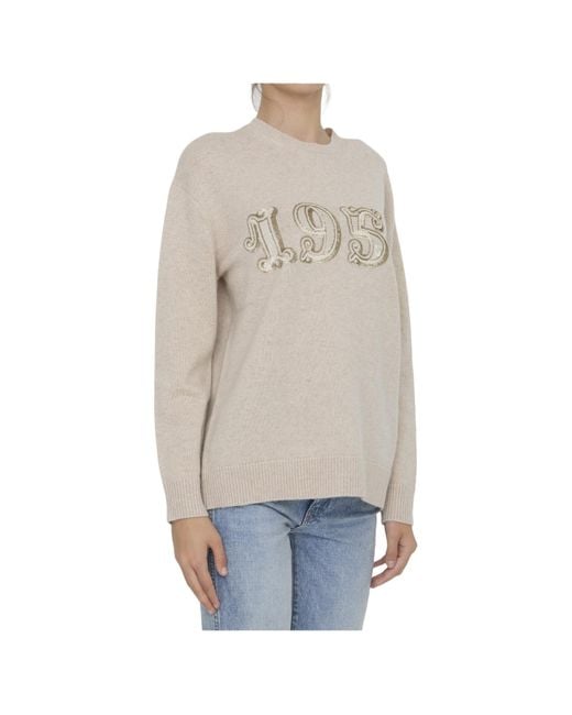 Max Mara White Plata Logo Embellished Crewneck Jumper
