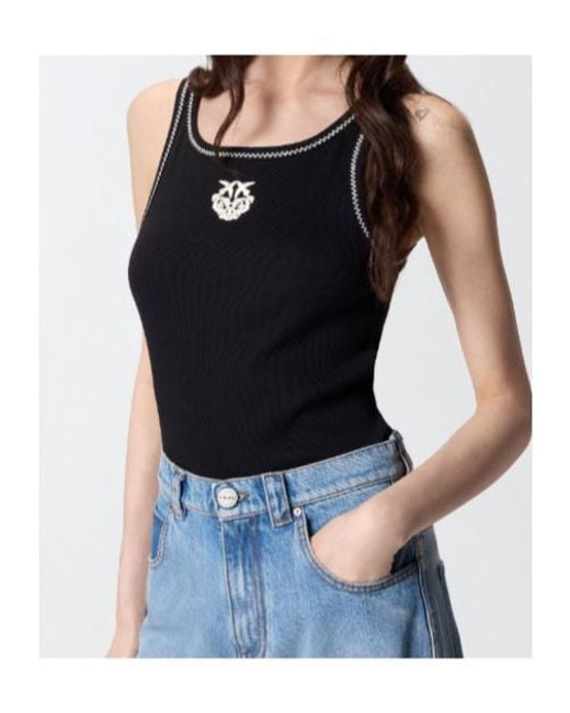 Pinko Black Logo-Detail Tank Top