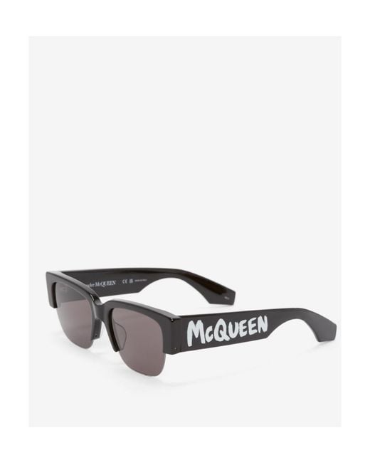 McQueen White Eyewear Logo Printed Sunglasses