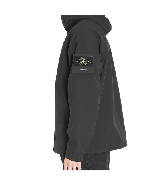 Stone Island Blue Logo Patch Hooded Parka for men