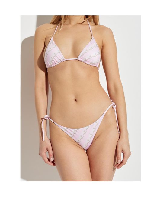 Versace Pink Logo Triangle-Cup Bikini Top