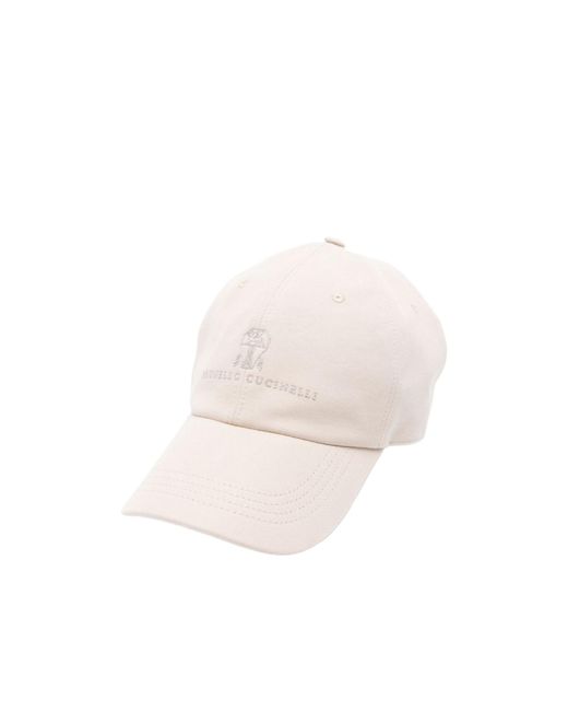 Brunello Cucinelli White Logo-Embroidered Baseball Hat for men