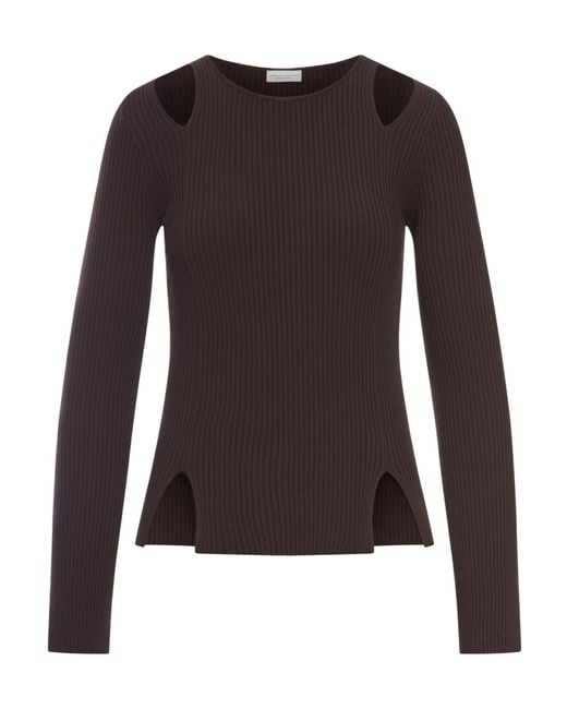 Roberto Collina Brown Ribbed Cut-Out Sweater