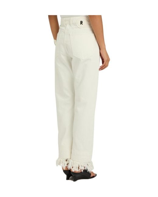 Rabanne White Fringed Straight-Leg Jeans