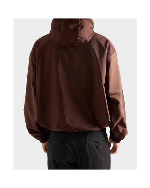 Prada Brown Reversible Hooded Re-Nylon Jacket for men