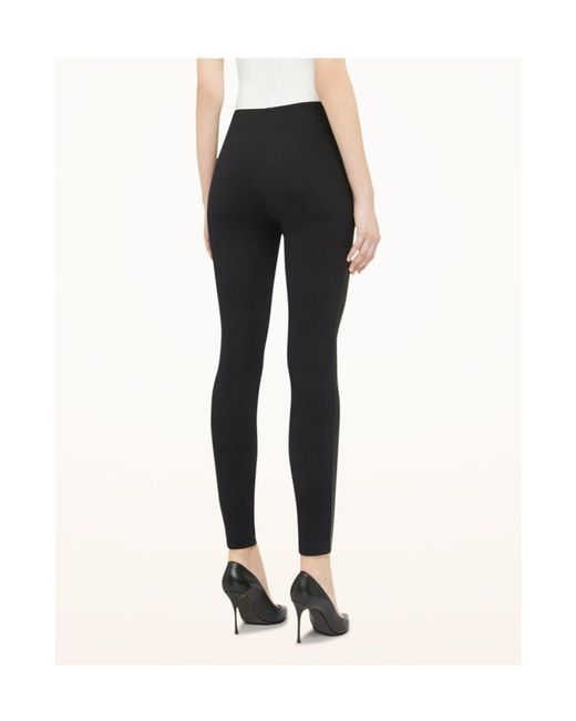 Wolford Black Leather-Paneled Leggings
