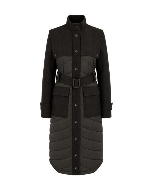 Patrizia Pepe Black Quilted Panelled Coat