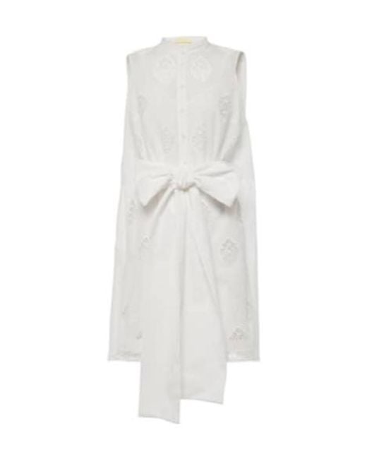 Erdem White Embroidered Cotton-Blend Minidress