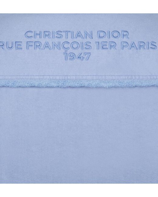 Dior Blue Homme 1947 Logo Embroidered Long-Sleeved Overshirt for men