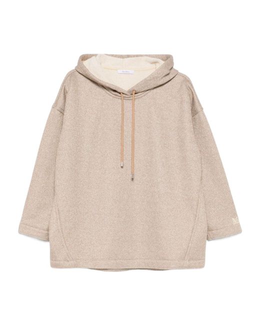 Max Mara Natural Logo Embroidered Drawstring Hoodie