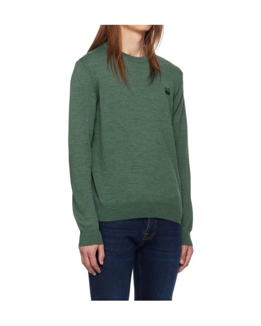 Maison Kitsuné Green Bold Fox Round-Neck Sweater for men