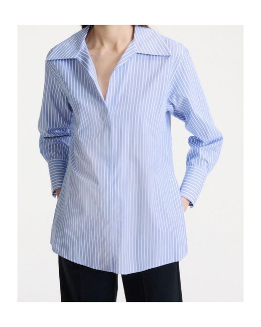 Marella Blue Neckerchief-Adorned Cotton Poplin Shirt