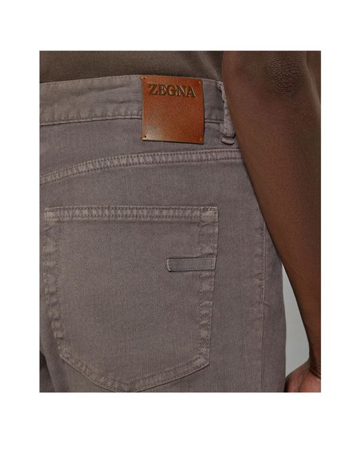 Zegna Gray Straight-Leg Jeans for men