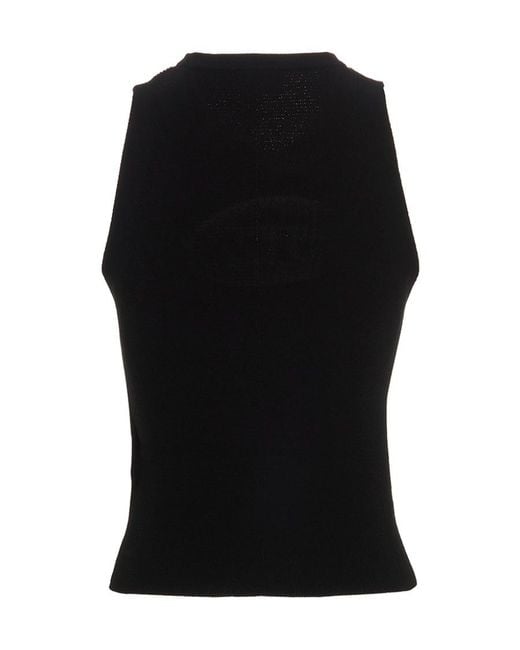 DIESEL Black Onerva-Top Logo Plaque Cut-Out Knitted Top