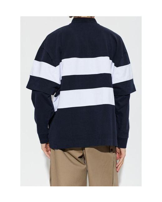 DARKPARK Blue Zack Striped Long-Sleeve Polo Shirt for men