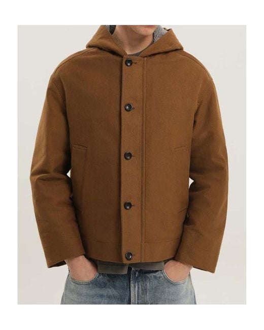 1989 STUDIO Brown Textured Button-Front Coat for men