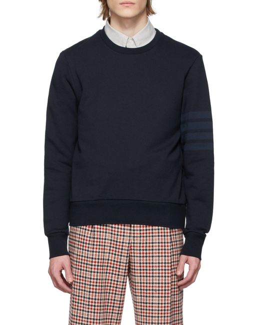 Thom Browne Blue 4-Bar Crewneck Sweatshirt for men