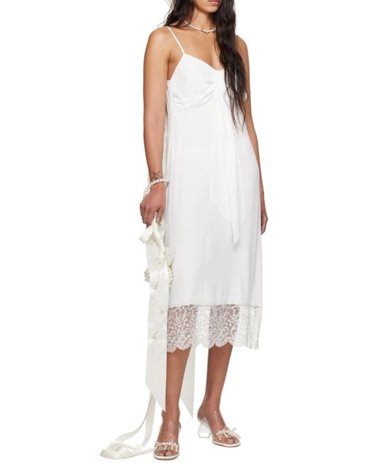 Simone Rocha White Front Bow Suspender Dress