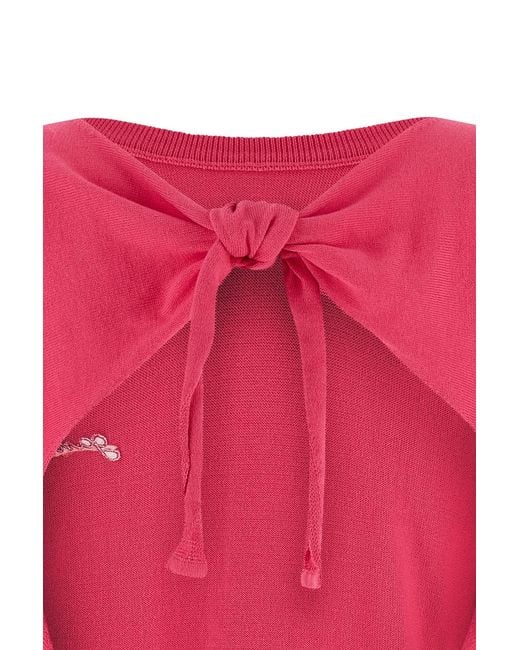 Ganni Pink Open-Back Tie Knitted Sweater