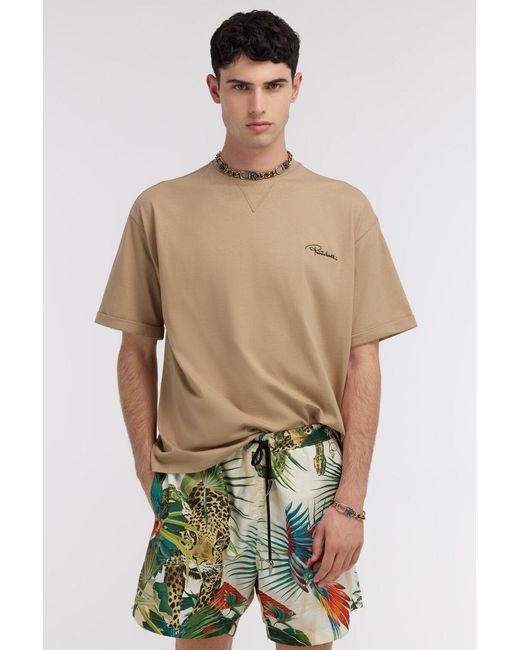Roberto Cavalli Natural Logo-Patch T-Shirt for men