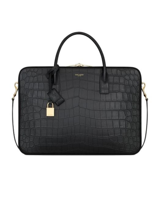 Saint Laurent Black Sac De Jour Large Slim Bauletto Bag for men