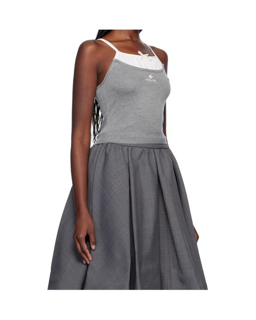 ShuShu/Tong Gray Patchwork Knit Sling Tank Top