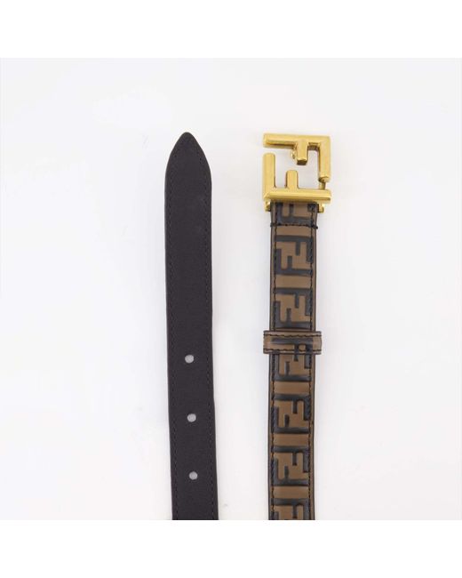 Fendi White Logo Detailed Buckled Belt