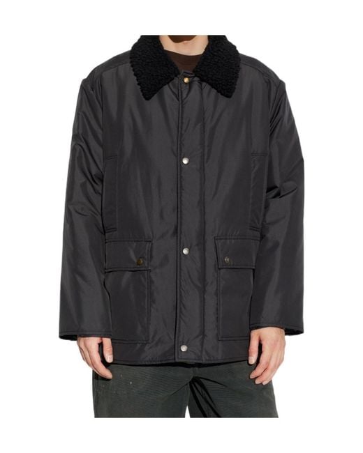 Maison Margiela Black Fur Collar Buttoned Jacket for men