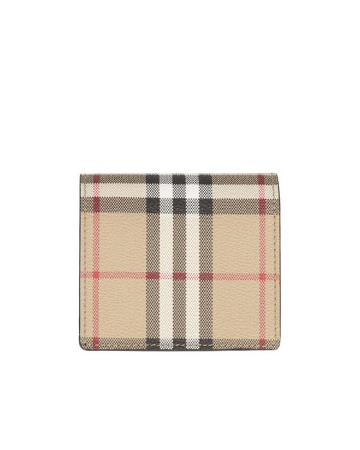 Burberry Natural Logo Engraved Checked Folded Wallet