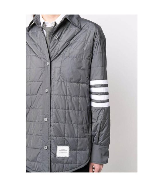 Thom Browne Gray Quilted Shirt Down Jacket