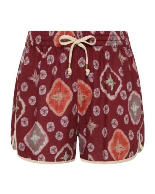 The Upside Red Miri Klio Patterned Drawstring Shorts