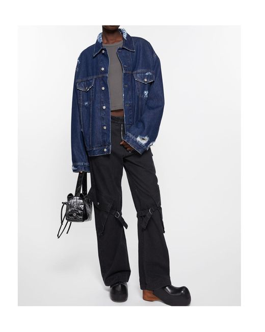 Acne Blue Relaxed Fit Distressed Denim Jacket for men