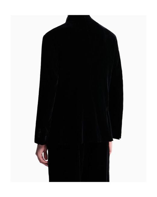 Giorgio Armani Blue One Shot Velvet Blazer for men