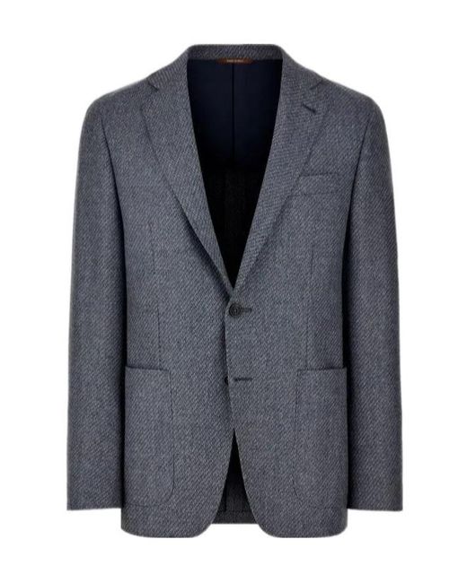 Canali Blue Textured Wool Blazer for men