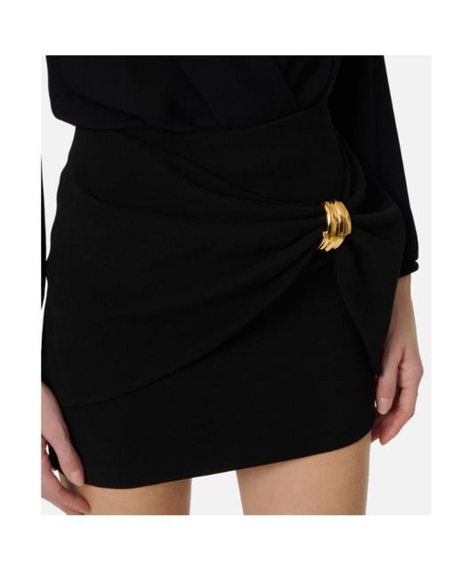 Elisabetta Franchi Black Draped Ring Detail Skirt