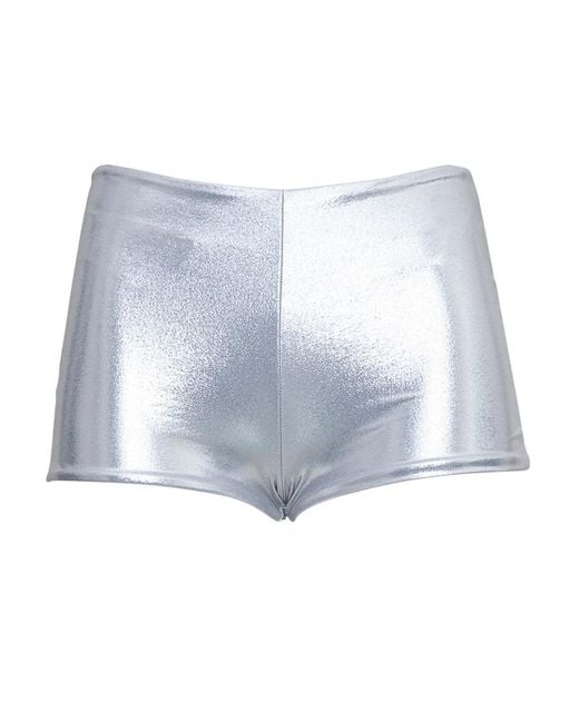 Saint Laurent Blue Laminated Knitted Mini Shorts