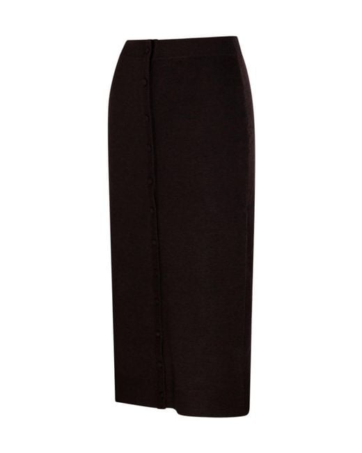 Victoria Beckham Black Button Detailed Midi Skirt