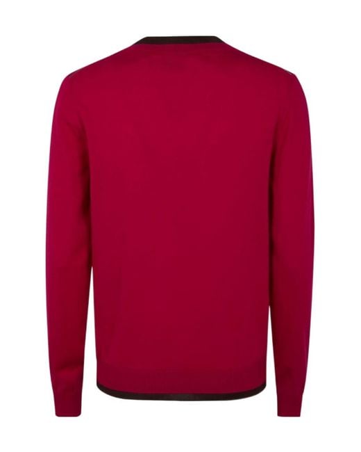 Paul Smith Red Contrast Trim V-Neck Cardigan