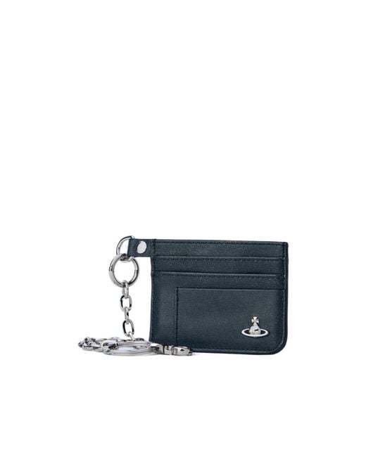 Vivienne Westwood Blue Chain Logo Card Holder for men