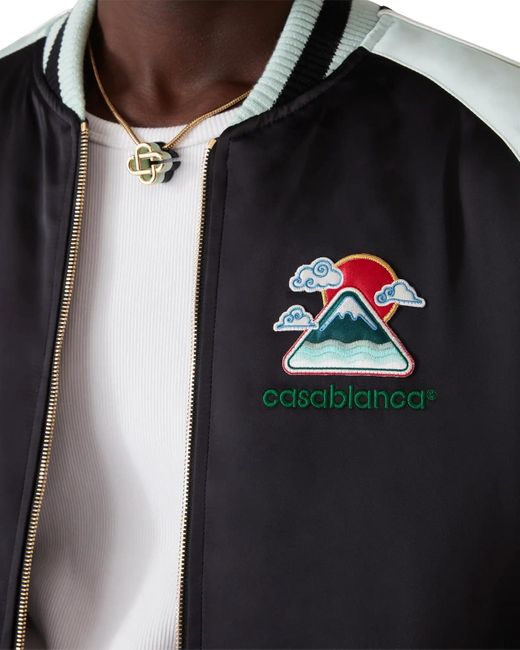 Casablanca Blue Embroidered-Logo Bomber Jacket for men