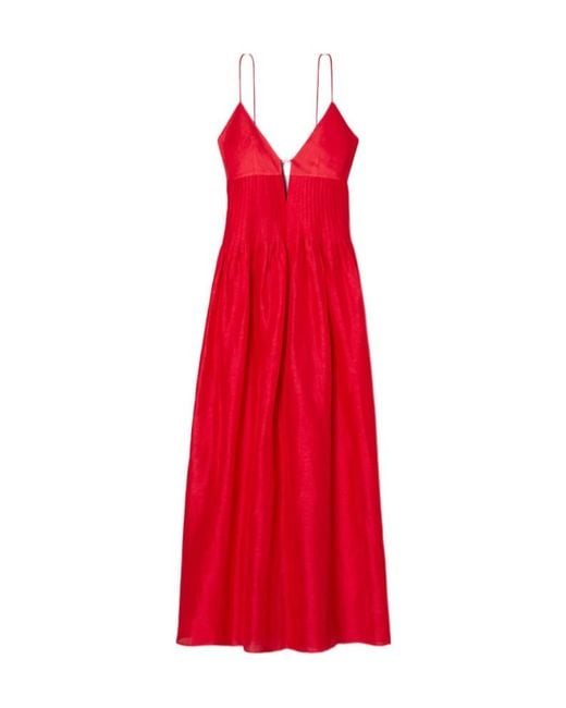 Tory Burch Red Logo-Detail Maxi Dress