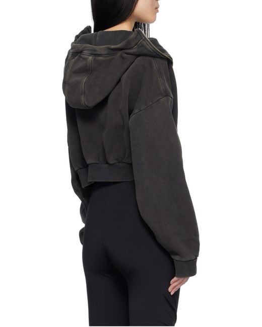 Entire studios Black Long Sleeved Cropped Zipped Hoodie