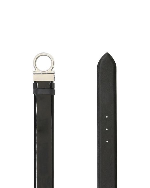 Ferragamo Black Logo Buckle Belt