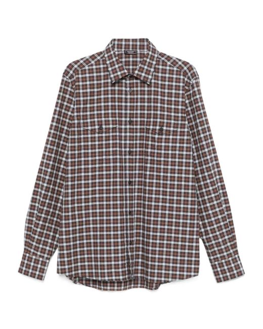 Peserico Gray Check Pattern Shirt for men