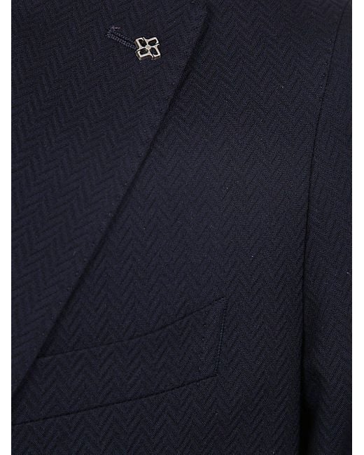 Tagliatore Blue Notched-Lapels Single-Breasted Blazer for men