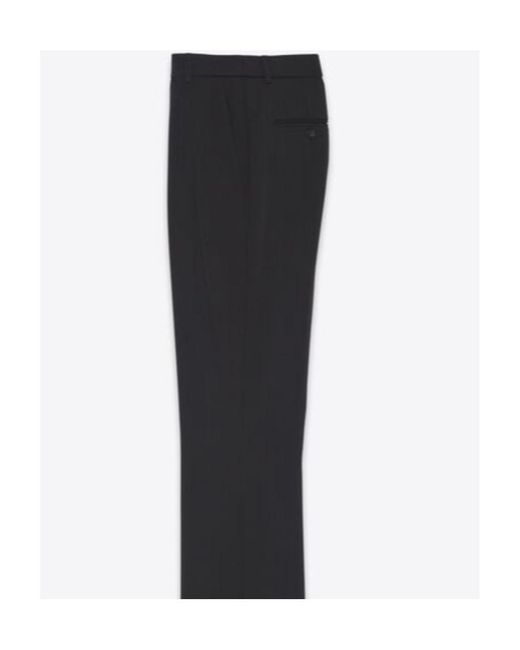 Saint Laurent Black Pleat-Detail Flared Tailored Trousers