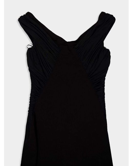 Dolce & Gabbana Black Wide Neck Fitted Midi Dress