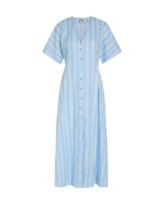 Staud Blue Striped Midi Dress