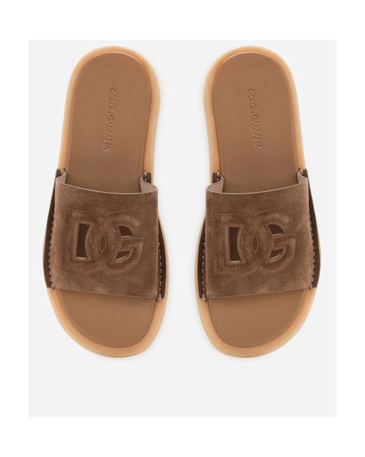 Dolce & Gabbana Brown Suede Slides for men