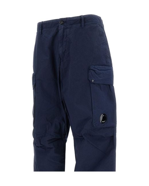 C P Company Blue Belt-Loop Cargo Pants for men